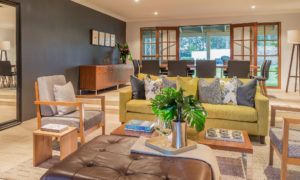 hunter valley meeting facility room with couch dining overlook garden