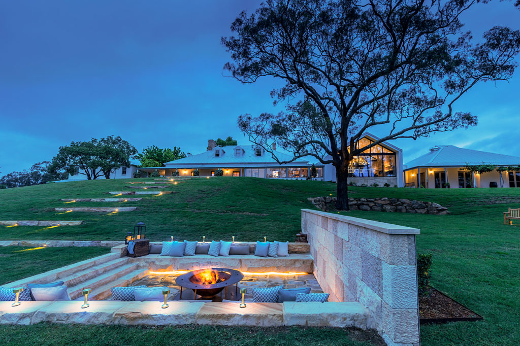 Stunning fire pit at Spicers Guesthouse in the Hunter Valley