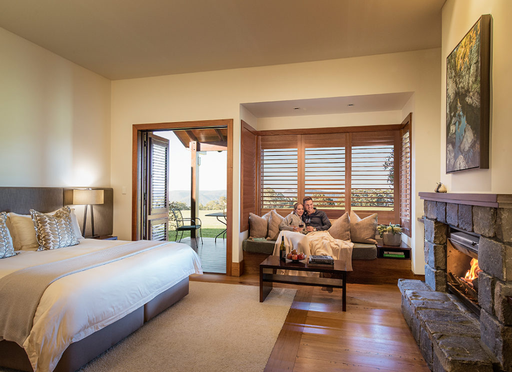 Couple relaxing in Lodge Suite at Spicers Peak Lodge